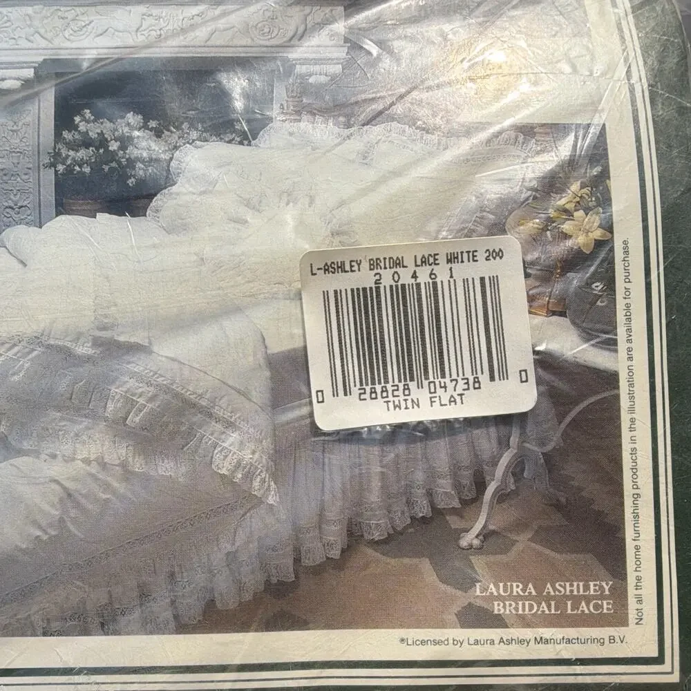 Laura Ashley Bridal Lace 200 Cale No-Iron Twin Flat Sheet White 66x96